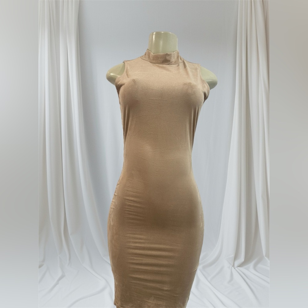 Elegant Tan Sleeveless Dress